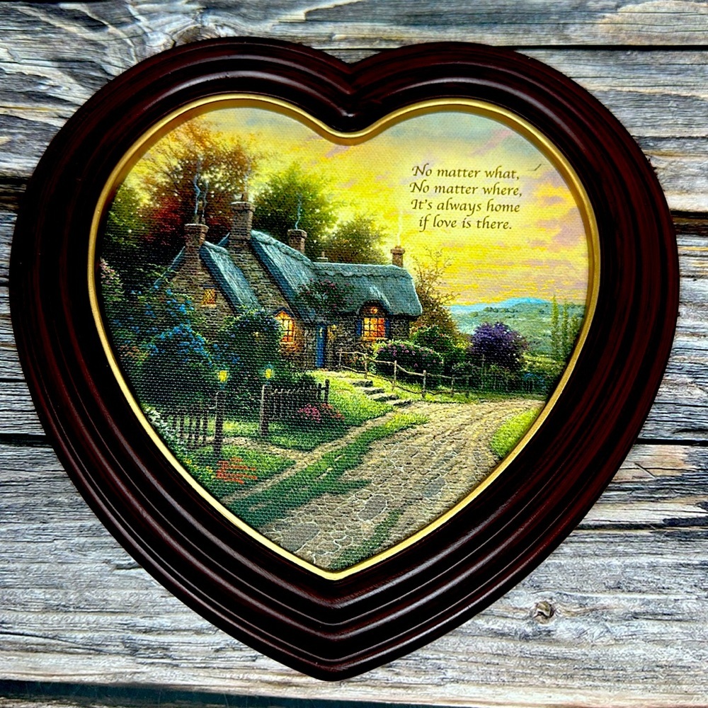 BRADFORD EXCHANGE THOMAS KINKADE HEART FRAMED CANVAS PRINT NIB never opened​